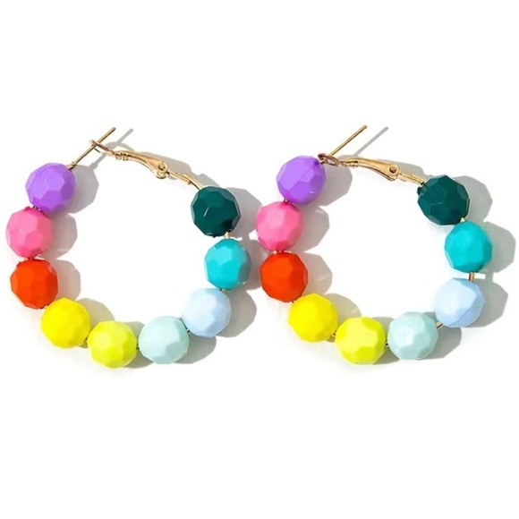 Modern Art Rainbow Hoop Earrings - Picture 1 of 3